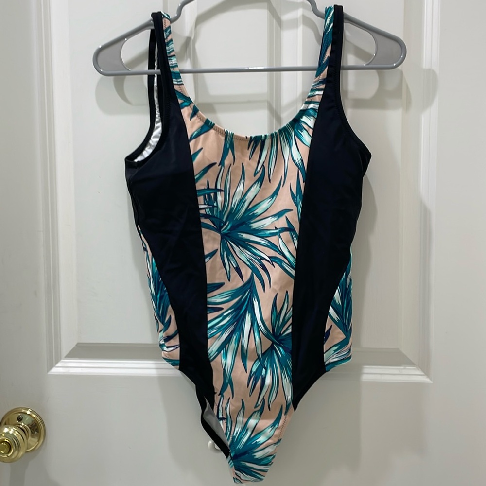 Pink Palm Print Bathing Suit